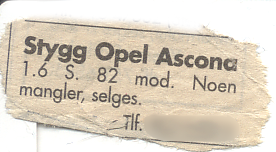 Lysing for ein stygg Opel Ascona